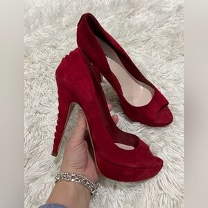 Miu Miu Vibrant Red Suede Heels